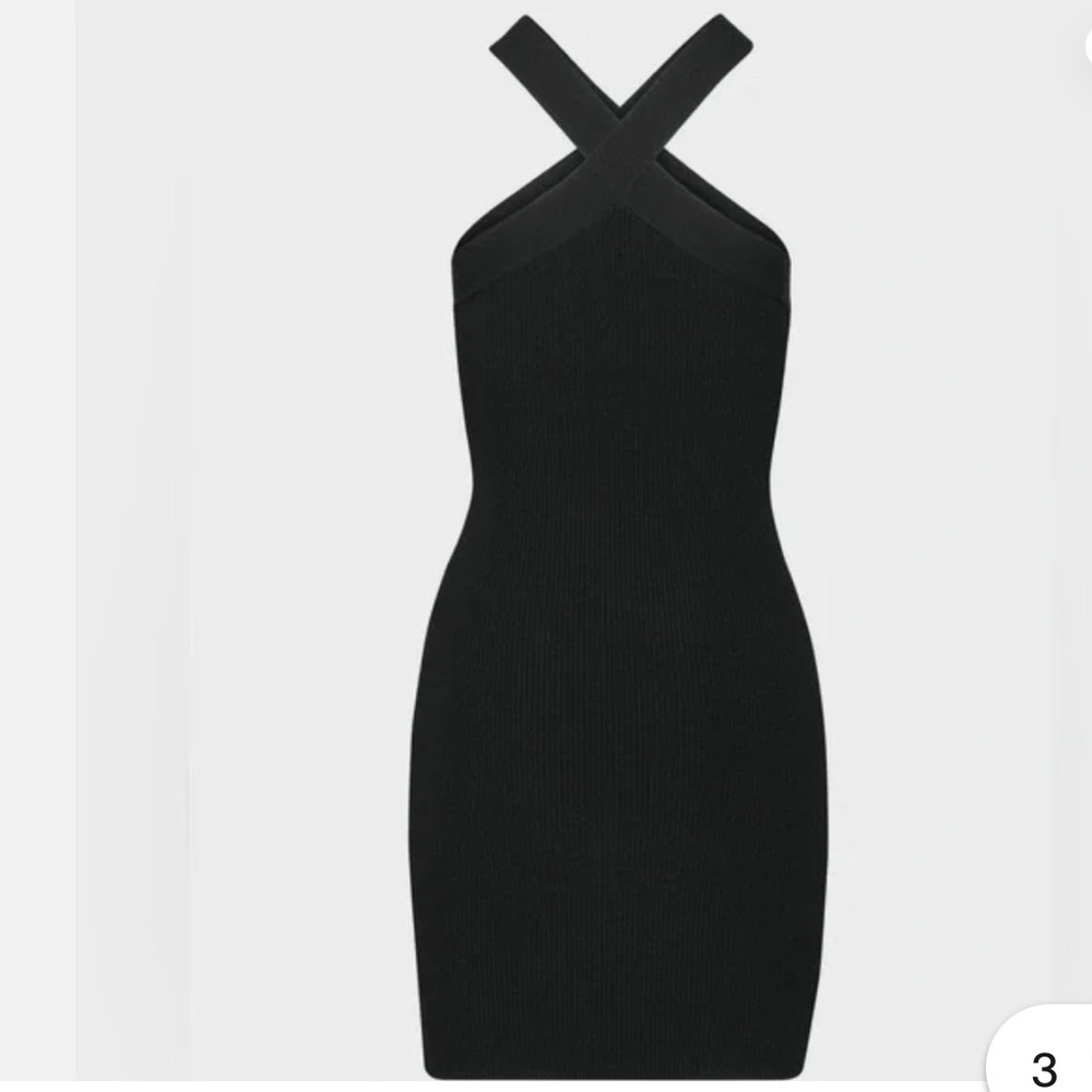 Babaton Black Cross-Strap Mini Dress